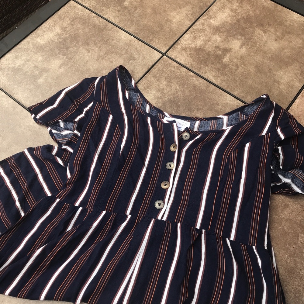 Striped crepe material romper